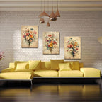 KISSFOX Framed Colorful Wildflower Canvas Wall Art Set Of 3 Flowers Pictures - Image 6