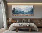 Anolyfi Foggy Forest Mountain Canvas Wall Art, Nature Tree Landscape Painting - Image 5