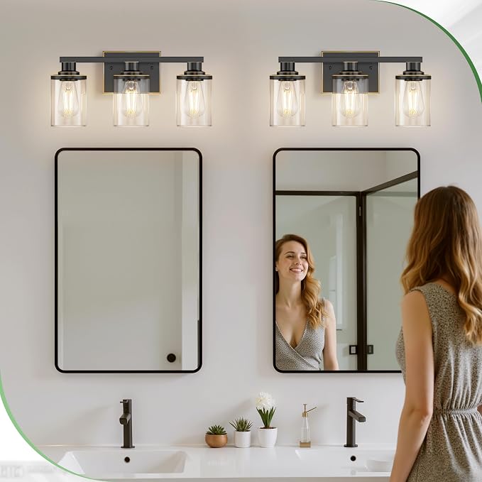 DORESshop 17 Inch Bathroom Light Fixtures, 3-Light Black - Image 7