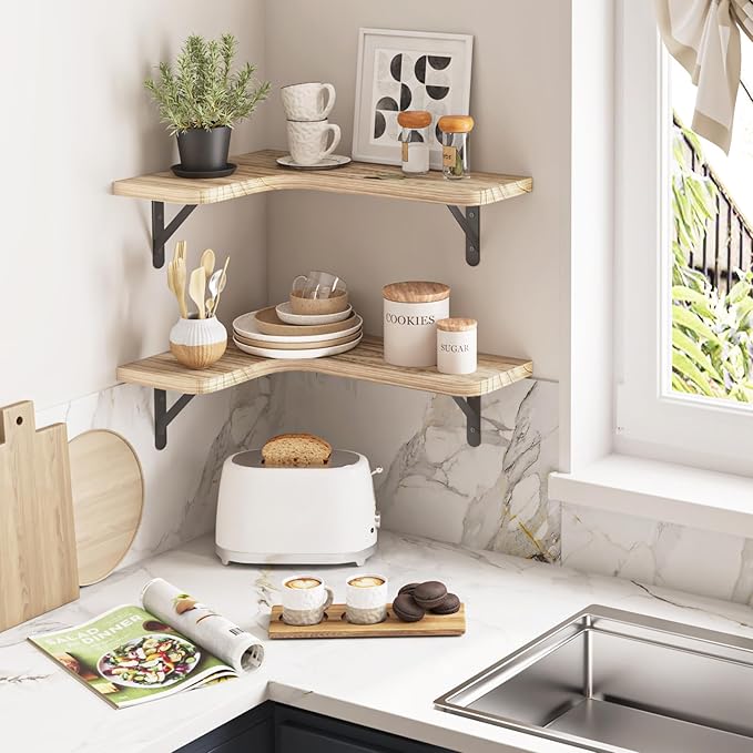 YGEOMER Corner Floating Shelves, Wall Mounted Corner Shelf - Image 5