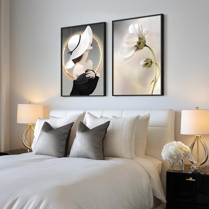 Framed Modern Woman Wall Art for Girls Bedroom, Large Bright Style Modern Art - Image 3