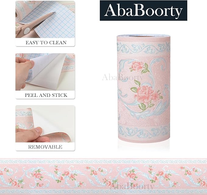 AbaBoorty Pink Flower Pattern Wallpaper Trim - Image 6