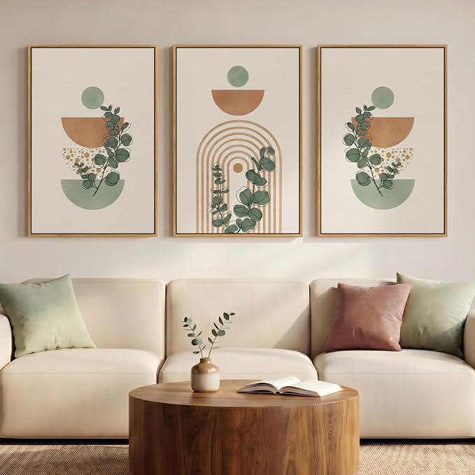Large Framed Abstract Boho Wall Art by MXART