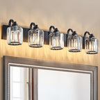 Crystal Vanity Light Black 5 Lights Modern Bathroom Vanity Lighting Fixtures by AIXIALIN