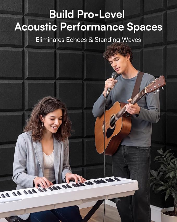 SODOCT 24 Pack Acoustic Foam Panels Flat Shape, Self-Adhesive 12 x 12 x 2 Inches - Image 5