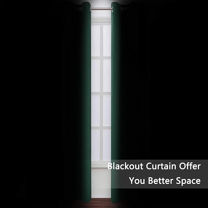 LEMOMO Blackout Curtains 66 x 84 inch/Dark Green Curtains Set of 2 - Image 3