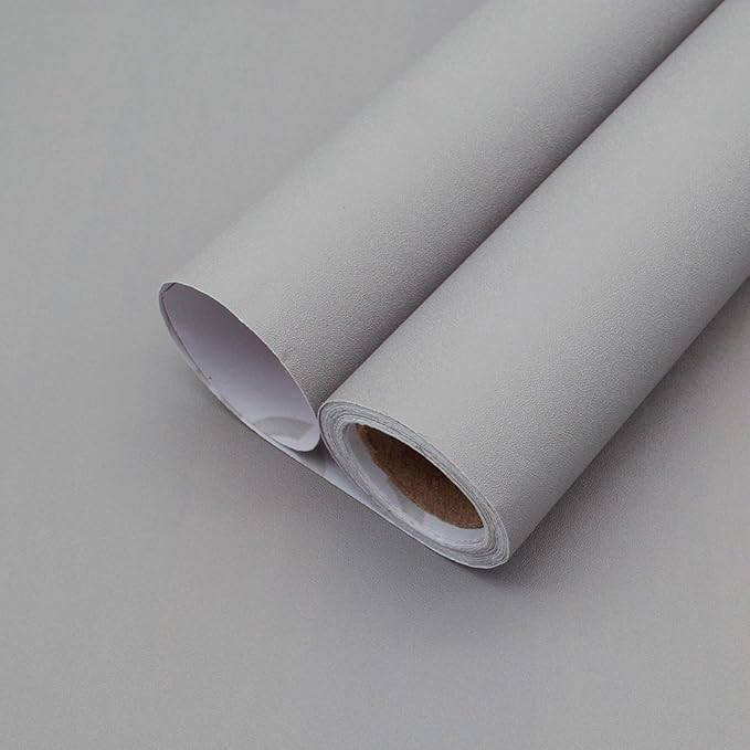 Yancorp 16"x394" Matte Light Gray Contact Papaer Peel and Stick Wallpaper Vinyl by YancorpHomeDecor