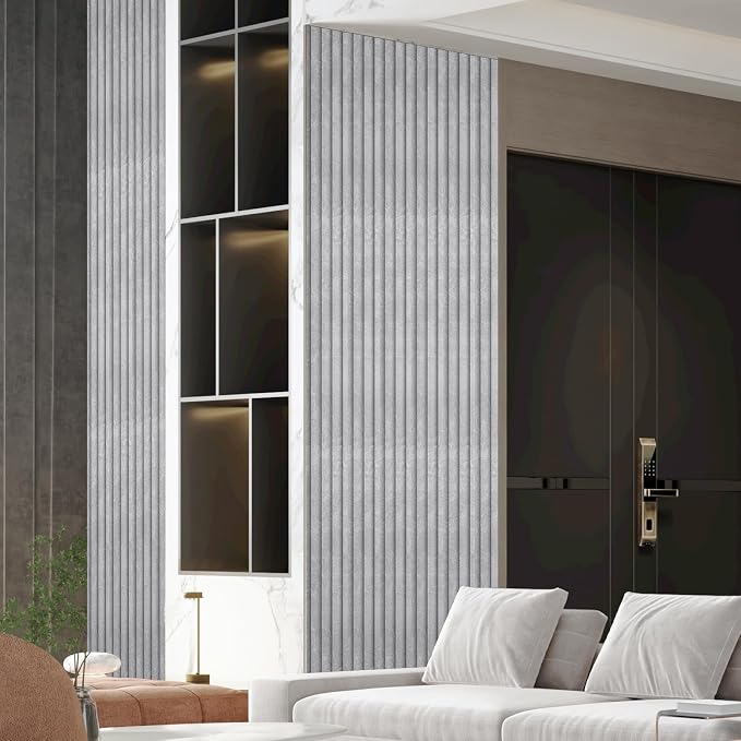 OUZUGIE WPC Acoustic Slat Wall Paneling, Living Room, TV Background, Study Room - Image 2