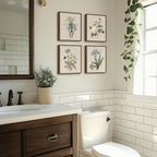 Framed Botanical Wall Art for Bathroom, 4 Piece Vintage Floral Canvas Painting - Image 2