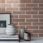 60 Red/Brown Thin Brick Wall Tiles, Clay Manufactured Faux Brick Veneers - Image 7