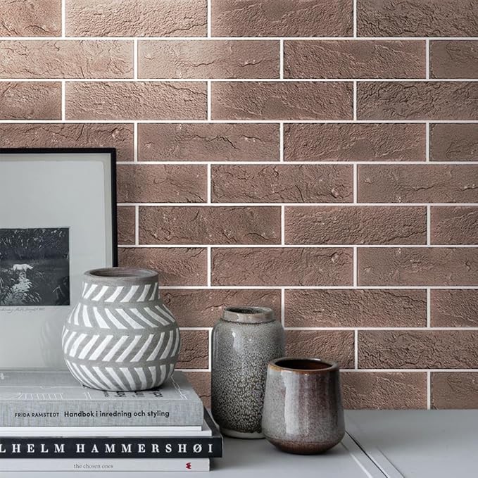 2 Red/Brown Thin Brick Wall Tiles, Clay Manufactured Faux Brick Veneers - Image 7