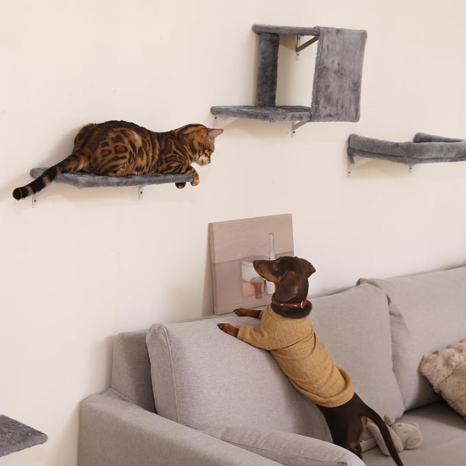 FUKUMARU Cat Wall Shelves, Stable & Safe 4 in 1 Cat Walls Furniture Set - Image 7