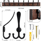 Kuhome 32.2'' Large Coat Rack Wall Mount Coat Hooks Coat Hanger - Image 2