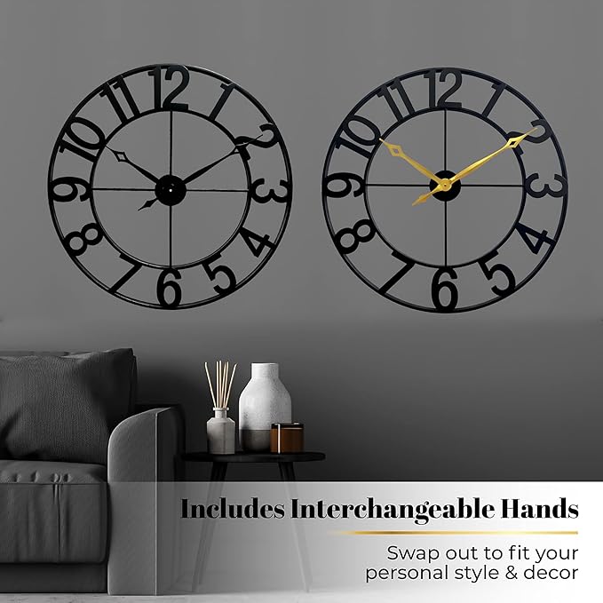 CLXEAST 30 Inch Wall Clocks for Living Room Decor, Oversized Large Black Metal - Image 4