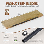 Heimlove Floating Shelves for Wall 36 Inches Long, 9.3" Deep Oak Floating Shelf - Image 3