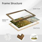 Yermidi Vintage Gold Frame Wildflower Meadow Wall Art Romantic Countryside - Image 2
