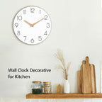 cicininc Wall Clock, 12 Inch Wooden Silent Non-Ticking, Decorative Battery - Image 3