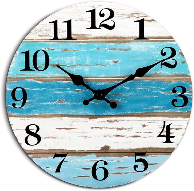CHYLIN Wall Clock, Beach Themed Blue Wall Clocks Battery Operated Silent by CHYLIN