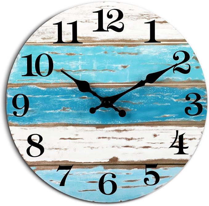 CHYLIN Wall Clock, 18 Inch Beach Wall Clocks Battery Operated, Coastal Ocean by CHYLIN