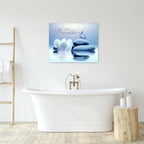 EOBTAIN Zen Bathroom Wall Art Blue Butterfly and Flower Stone Relaxing Just - Image 3