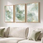 Framed Sage Green Abstract Wall Art, 3 Piece Modern Canvas Prints Paintings - Image 5