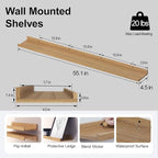Long Floating Shelves for Wall Decor, Long Wall Mounted Storage Shelf for - Image 3