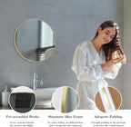 NEWBULIG Round Bathroom Mirror for Over Sink, 20 Inch Wall Mount Vanity Circle - Image 5