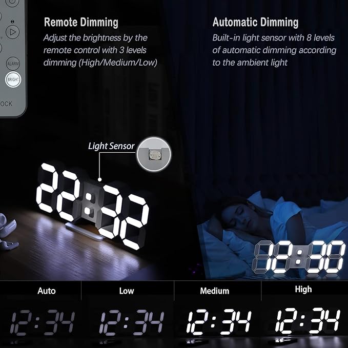KOSUMOSU 3D LED Digital Wall Clock, Large Display Table/ Desk Clock - Image 4