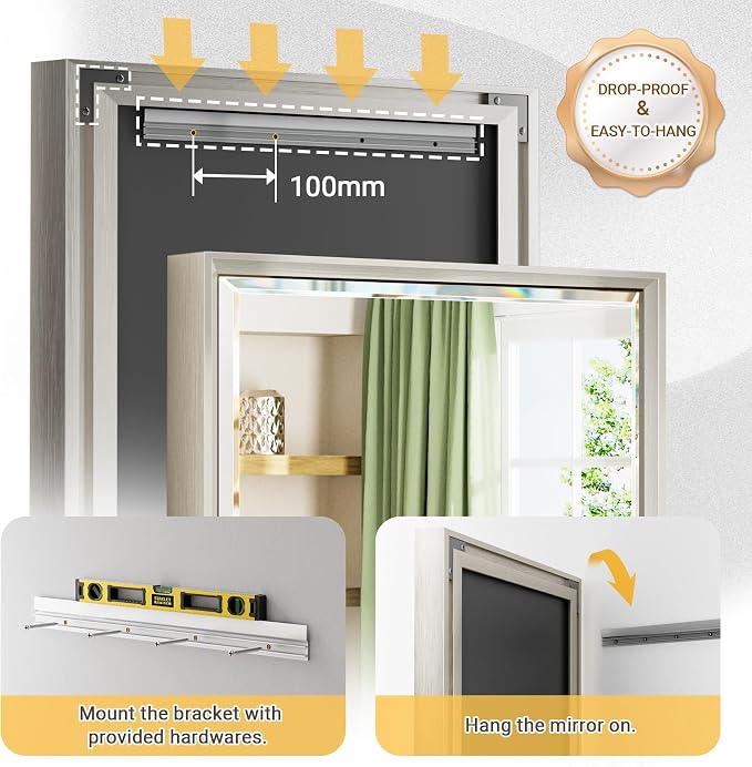 Brushed Nickel Bathroom Mirror, Bathroom Mirrors - Image 4