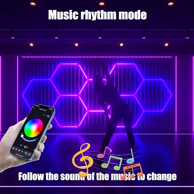 25Pack RGB 5 Hexagon LED Garage/Wall Lights, RGB 358 Kinds of Changes Dimmable - Image 5