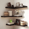 Floating Corner Shelves Set of 3, Solid Wood Picture Wall Shelf, Floating by Unknown