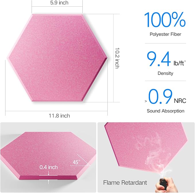 22 Pack Self-Adhesive Acoustic Panels 12" X 10" X 0.4" - Image 3