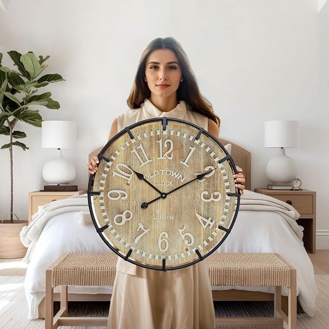 EMAX HOME 24 Inch Large Farmhouse Wall Clock - Image 2