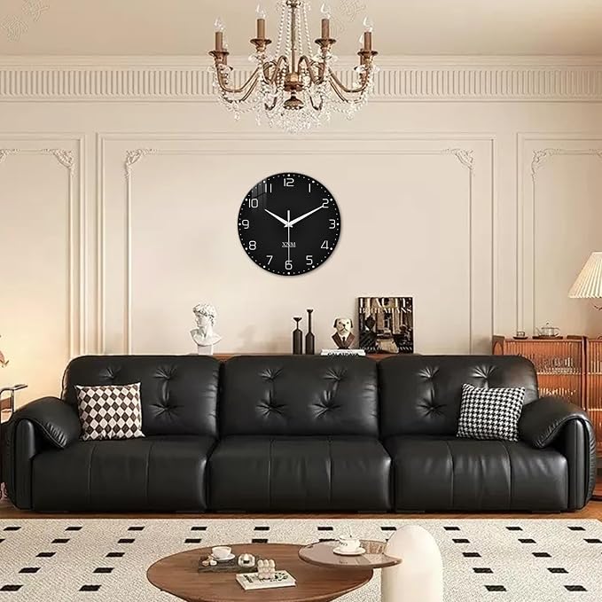 XNM Black Wall Clock Round 24 Inch Battery Operated Silent Wall Clock - Image 2