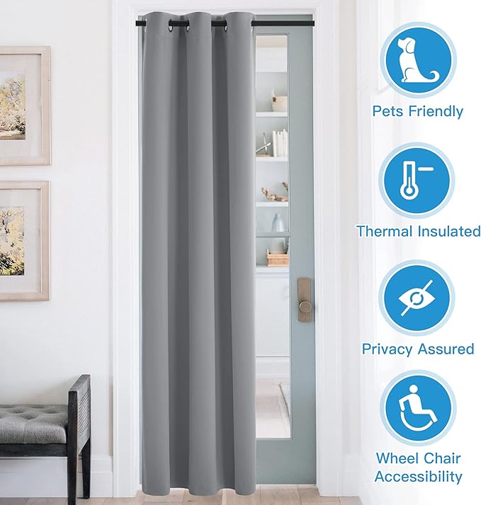 RYB HOME Blackout Curtains Thermal Insulating Privacy Temporary Door Curtains - Image 3