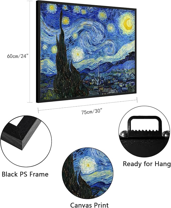 Van Gogh Canvas Wall Art: Starry Night Posters Large Modern Artwork Famous - Image 3
