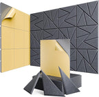 12 Pack Acoustic Panels with Self-Adhesive, Sound Panels High Density, by ROOME