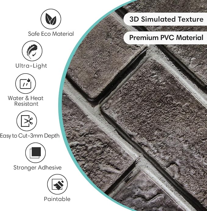 Commomy 3D Faux Brick Wallpaper Wall Tiles - Image 3