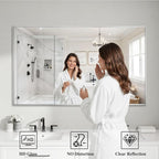 Koonmi Silver Rectangle Wall Mirror, 30x55 Inch Bathroom Mirror, Aluminum Frame - Image 3