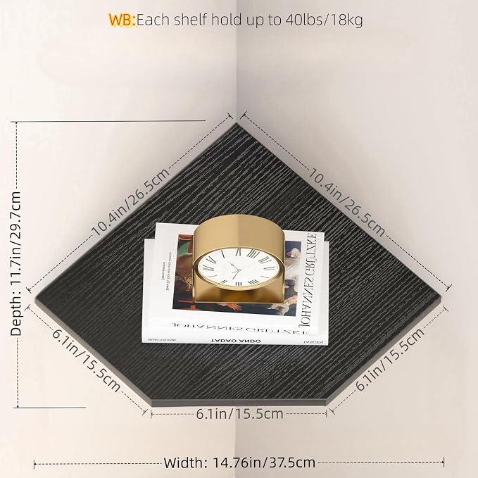 JJL Corner Wall Shelf, Easy-to-Assemble, Wall Mount Corner Shelves - Image 3