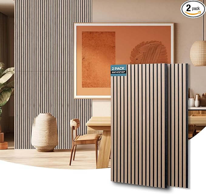 AKUMAX 2 Pack Acoustic Panels, Wood Slat by AKUMAXWOODWALLPANELS