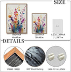 KISSFOX 3 Piece Colorful Wildflower Botanical Framed Wall Art Watercolor Floral - Image 4