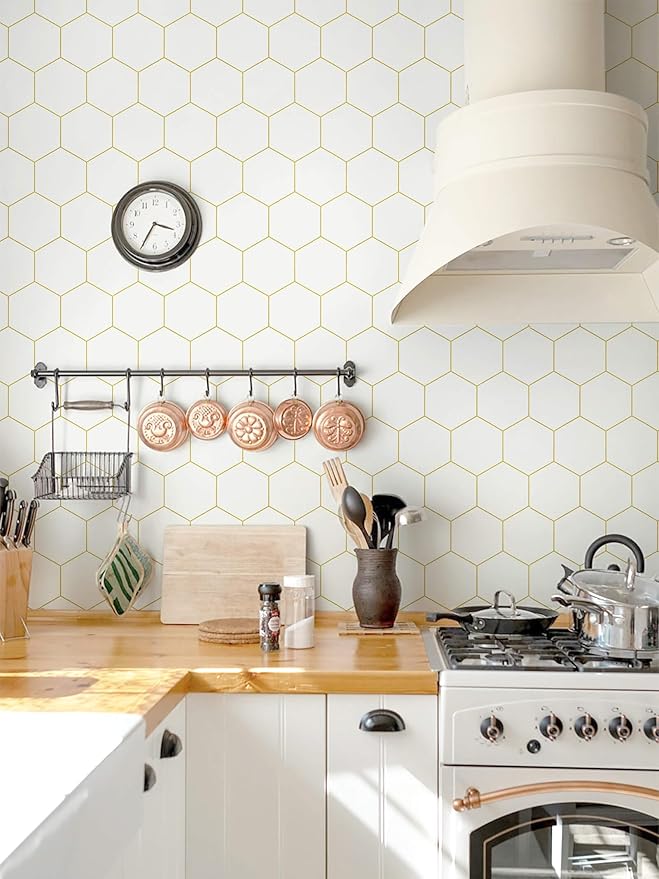 Beige and Gold Wallpaper Geometric Peel and Stick Wallpaper - Image 6
