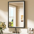 Keonjinn 24" x 36" Black Bathroom Mirror, Brushed Black Framed Mirror by Keonjinn