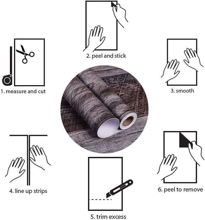 WENMER 17.71" x 394" Grey Wood Peel and Stick Shiplap Self Adhesive Wallpaper - Image 7