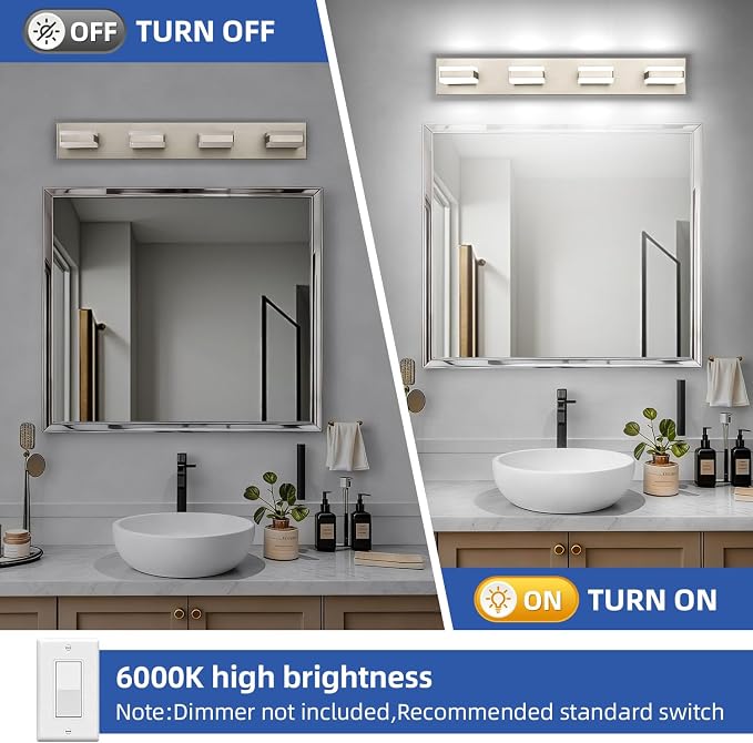 SOLFART Bathroom Vanity Lights Brushed Nickel LED Lighting, LED Bathroom Light - Image 4