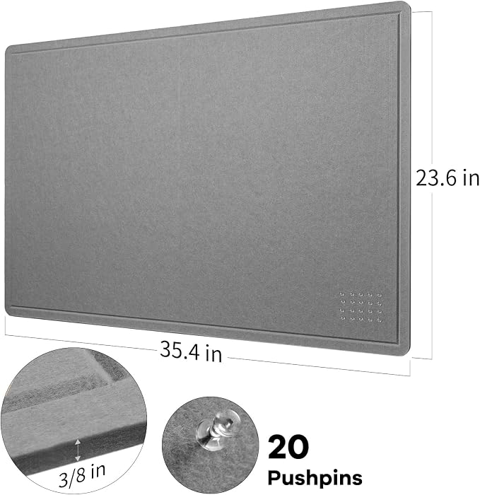 Lightomorrow Bulletin Board, 36 x 24 inches Felt Board - Image 4