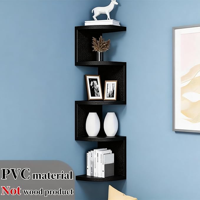 No-Drill Corner Shelf Wall Mount, 5-Tier Floating Corner Bookshelf - Image 11