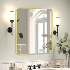 Gold Metal Framed Bathroom Mirror - Image 2