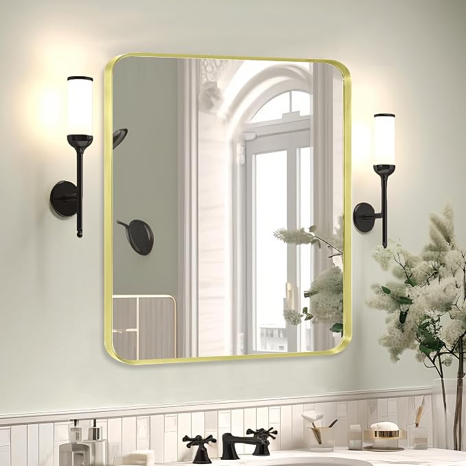 Gold Metal Framed Bathroom Mirror - Image 2